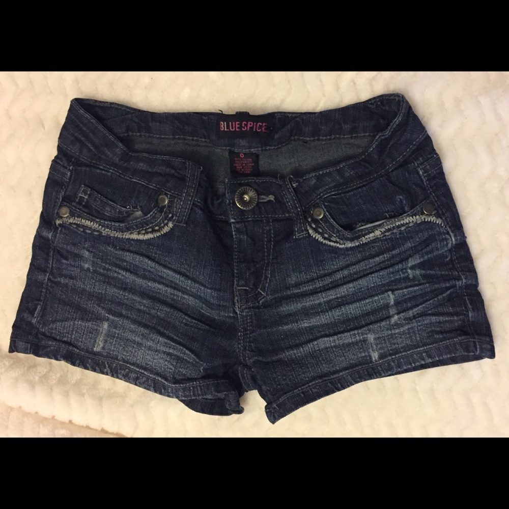 Blue Spice Dark Wash Denim Short Shorts